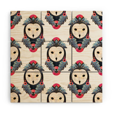 Elisabeth Fredriksson Owl Light Background Wood Wall Mural