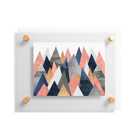 Elisabeth Fredriksson Pink And Navy Peaks Floating Acrylic Print