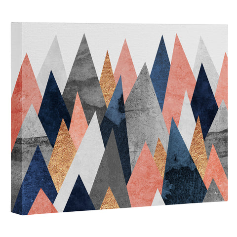 Elisabeth Fredriksson Pink And Navy Peaks Art Canvas