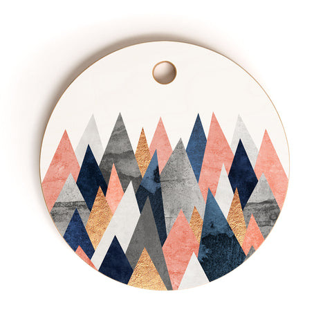Elisabeth Fredriksson Pink And Navy Peaks Cutting Board Round