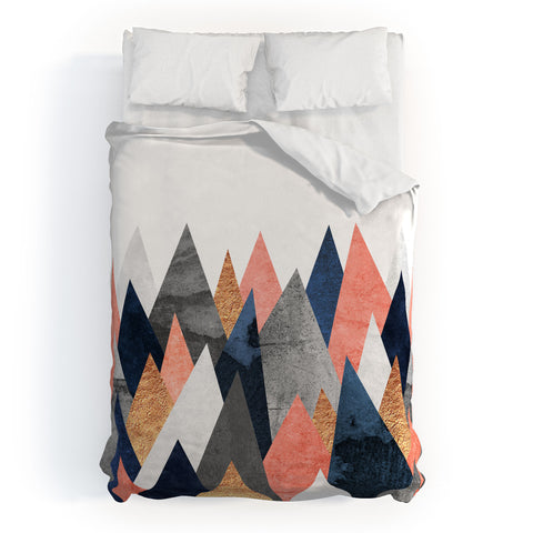 Elisabeth Fredriksson Pink And Navy Peaks Duvet Cover