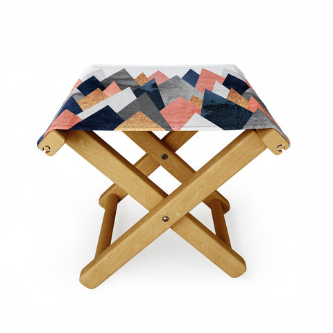 Elisabeth Fredriksson Pink And Navy Peaks Folding Stool