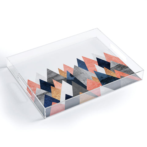 Elisabeth Fredriksson Pink And Navy Peaks Acrylic Tray