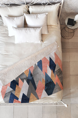 Elisabeth Fredriksson Pink And Navy Peaks Fleece Throw Blanket