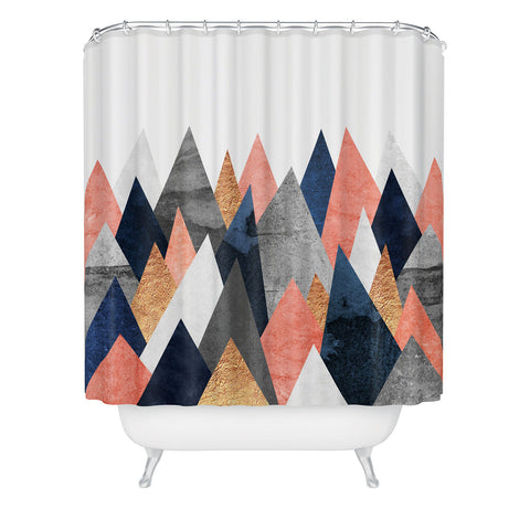 Elisabeth Fredriksson Pink And Navy Peaks Shower Curtain