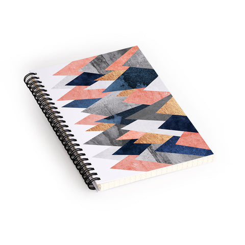 Elisabeth Fredriksson Pink And Navy Peaks Spiral Notebook