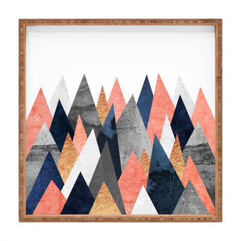 Elisabeth Fredriksson Pink And Navy Peaks Square Tray