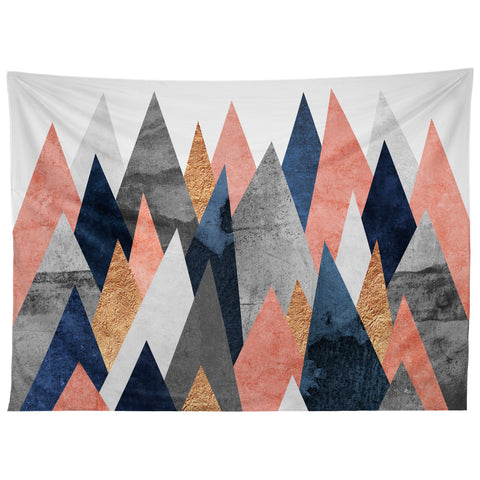 Elisabeth Fredriksson Pink And Navy Peaks Tapestry