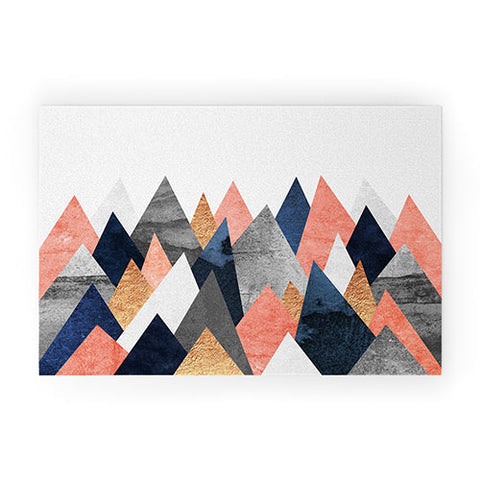Elisabeth Fredriksson Pink And Navy Peaks Welcome Mat