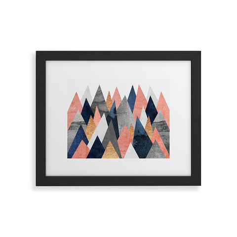 Elisabeth Fredriksson Pink And Navy Peaks Framed Art Print