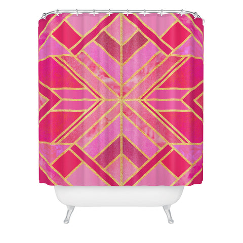 Elisabeth Fredriksson Pink Geo Star Shower Curtain