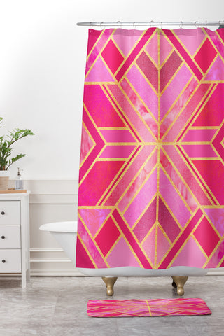 Elisabeth Fredriksson Pink Geo Star Shower Curtain And Mat