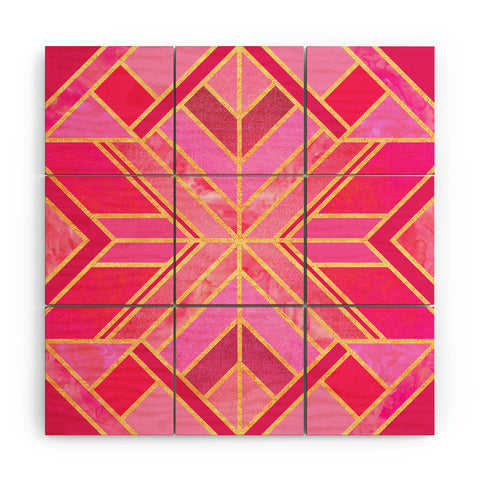 Elisabeth Fredriksson Pink Geo Star Wood Wall Mural