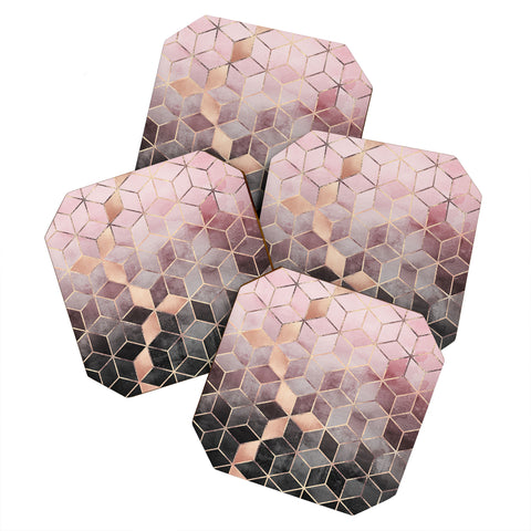 Elisabeth Fredriksson Pink Grey Gradient Cubes 2 Coaster Set
