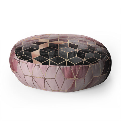 Elisabeth Fredriksson Pink Grey Gradient Cubes 2 Floor Pillow Round