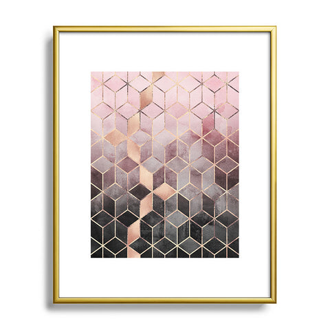Elisabeth Fredriksson Pink Grey Gradient Cubes 2 Metal Framed Art Print