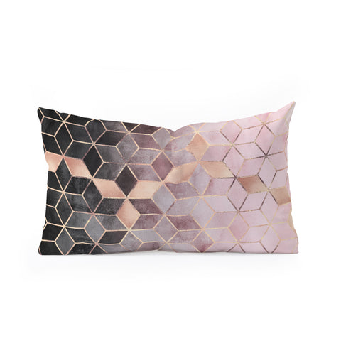 Elisabeth Fredriksson Pink Grey Gradient Cubes 2 Oblong Throw Pillow