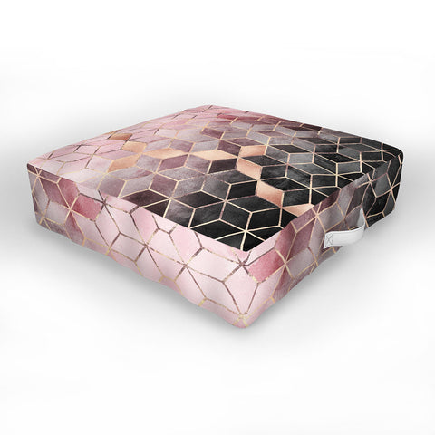 Elisabeth Fredriksson Pink Grey Gradient Cubes 2 Outdoor Floor Cushion