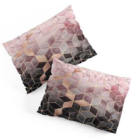 Elisabeth Fredriksson Pink Grey Gradient Cubes 2 Pillow Shams
