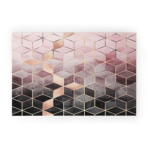 Elisabeth Fredriksson Pink Grey Gradient Cubes 2 Welcome Mat