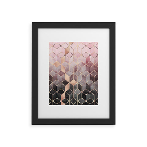 Elisabeth Fredriksson Pink Grey Gradient Cubes 2 Framed Art Print