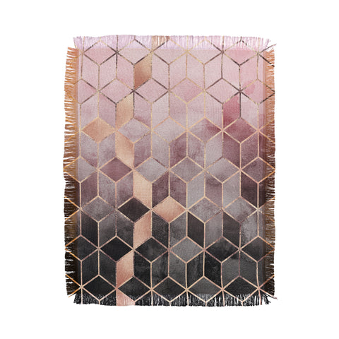 Elisabeth Fredriksson Pink Grey Gradient Cubes 2 Throw Blanket
