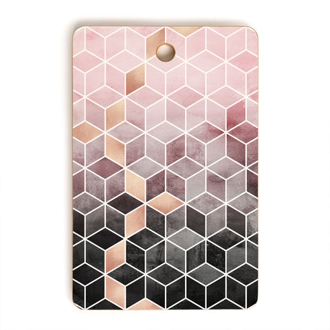 Elisabeth Fredriksson Pink Grey Gradient Cubes Cutting Board Rectangle
