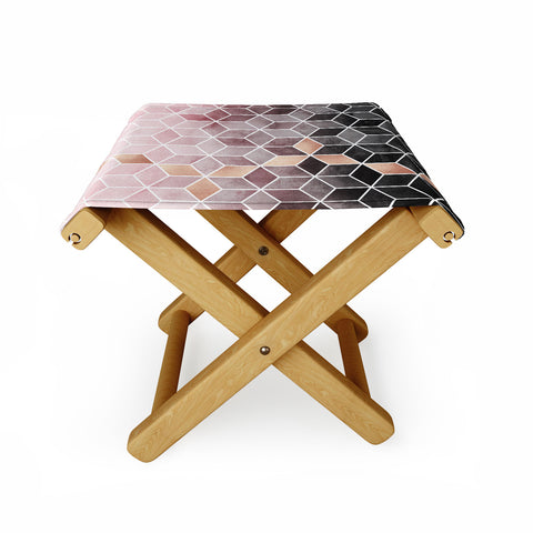 Elisabeth Fredriksson Pink Grey Gradient Cubes Folding Stool