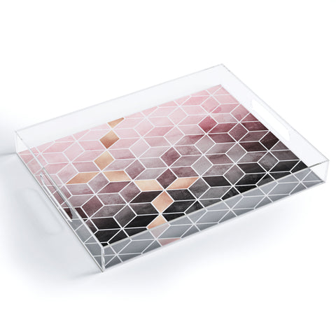 Elisabeth Fredriksson Pink Grey Gradient Cubes Acrylic Tray