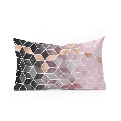 Elisabeth Fredriksson Pink Grey Gradient Cubes Oblong Throw Pillow