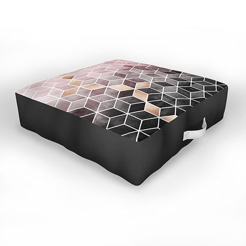 Elisabeth Fredriksson Pink Grey Gradient Cubes Outdoor Floor Cushion