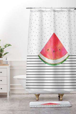 Elisabeth Fredriksson Pretty Watermelon Shower Curtain And Mat
