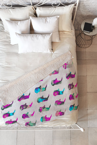 Elisabeth Fredriksson Rhinos II Fleece Throw Blanket