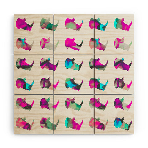 Elisabeth Fredriksson Rhinos II Wood Wall Mural