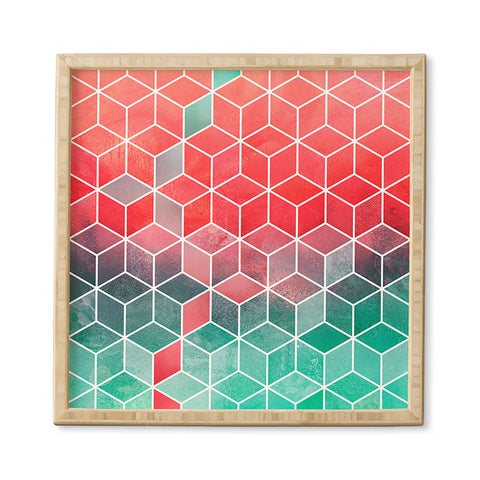 Elisabeth Fredriksson Rose And Turquoise Cubes Framed Wall Art