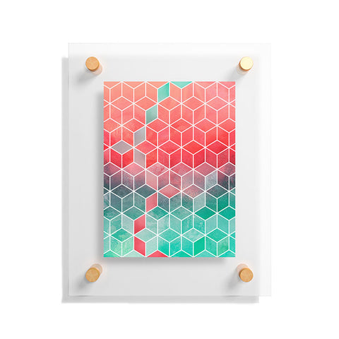Elisabeth Fredriksson Rose And Turquoise Cubes Floating Acrylic Print