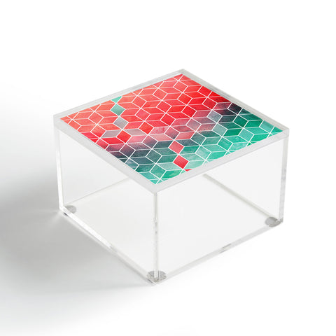 Elisabeth Fredriksson Rose And Turquoise Cubes Acrylic Box