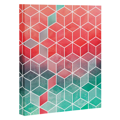 Elisabeth Fredriksson Rose And Turquoise Cubes Art Canvas
