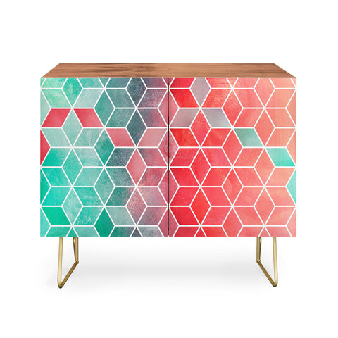 Elisabeth Fredriksson Rose And Turquoise Cubes Credenza