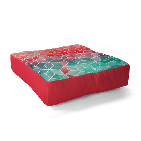 Elisabeth Fredriksson Rose And Turquoise Cubes Floor Pillow Square