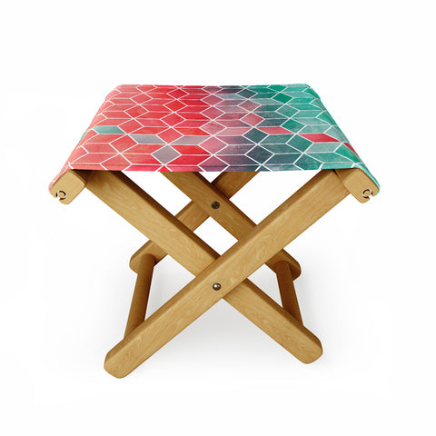 Elisabeth Fredriksson Rose And Turquoise Cubes Folding Stool