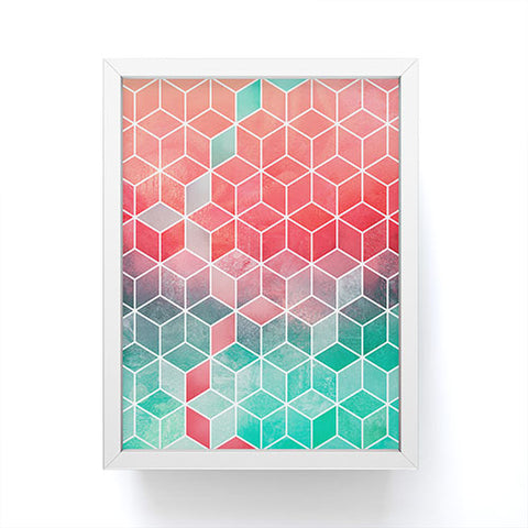 Elisabeth Fredriksson Rose And Turquoise Cubes Framed Mini Art Print