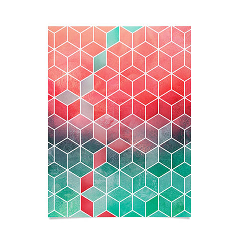Elisabeth Fredriksson Rose And Turquoise Cubes Poster