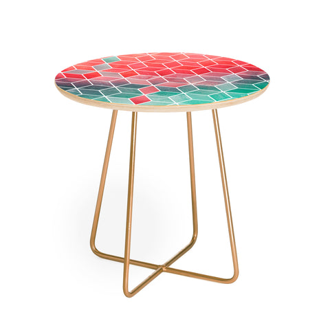 Elisabeth Fredriksson Rose And Turquoise Cubes Round Side Table