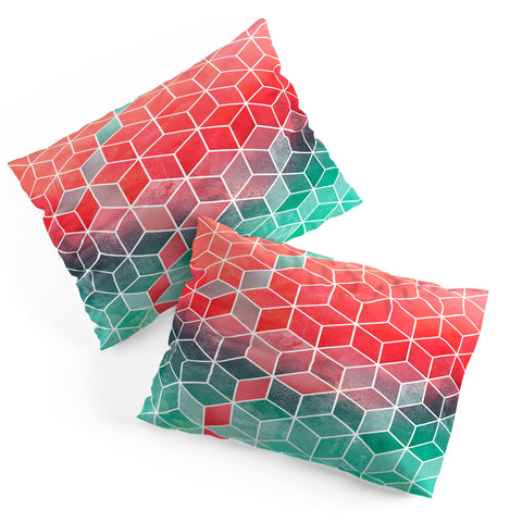 Elisabeth Fredriksson Rose And Turquoise Cubes Pillow Shams