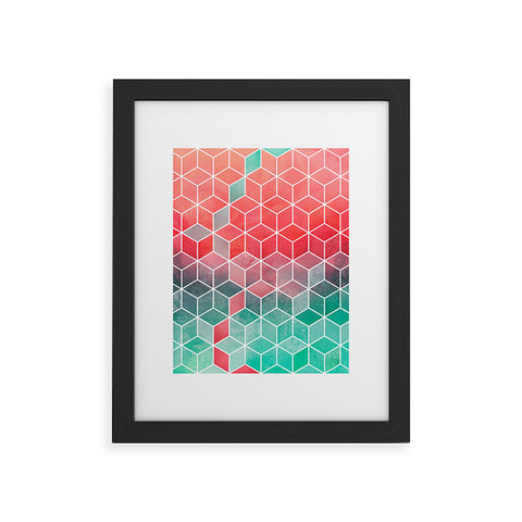 Elisabeth Fredriksson Rose And Turquoise Cubes Framed Art Print