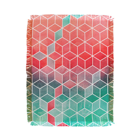 Elisabeth Fredriksson Rose And Turquoise Cubes Throw Blanket