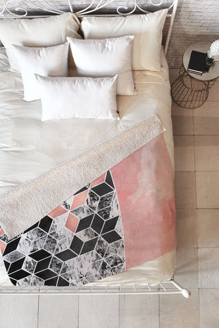 Elisabeth Fredriksson Rose Clouds And Birch Fleece Throw Blanket