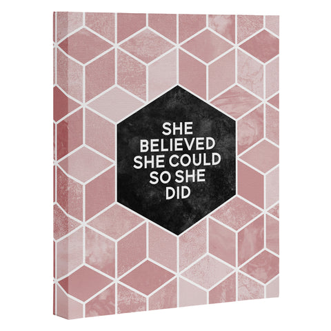Elisabeth Fredriksson She Believed She Could Pink Art Canvas
