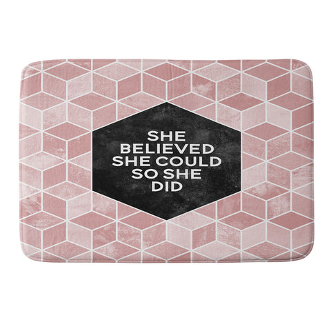 Elisabeth Fredriksson She Believed She Could Pink Memory Foam Bath Mat
